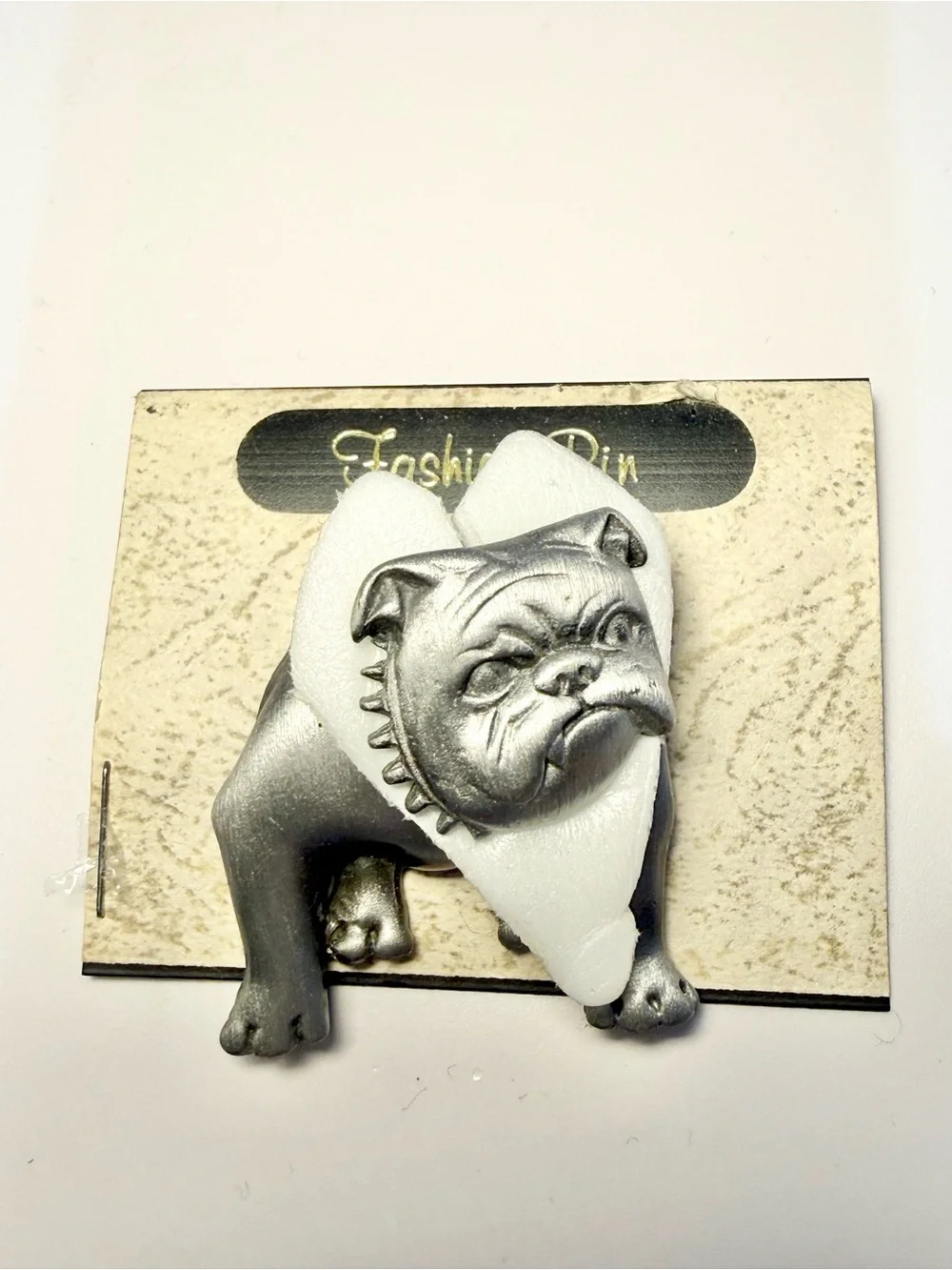Pewter Grumpy Fat wobbly head Bull Dog Brooch,Dog Jewelry, Bull Dog pin